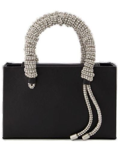 Kara Embellished Top Handle Bag - Black