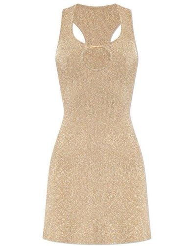 Jacquemus ‘Bril’ Glitter Dress With Logo - Natural