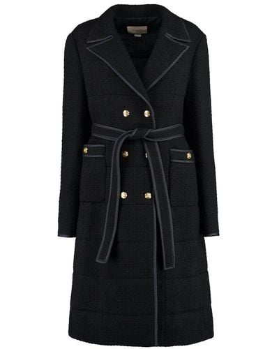 Gucci Double-breasted Wool Coat - Black