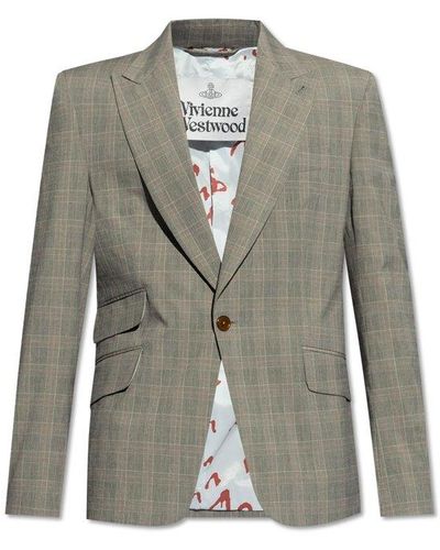 Vivienne Westwood Single-breasted Checkered Blazer, - Gray