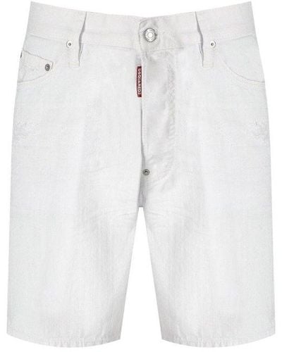 DSquared² Bull Marine Distressed Denim Shorts - White