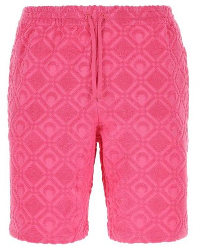 Marine Serre Fuchsia Terry Fabric Bermuda Shorts - Pink