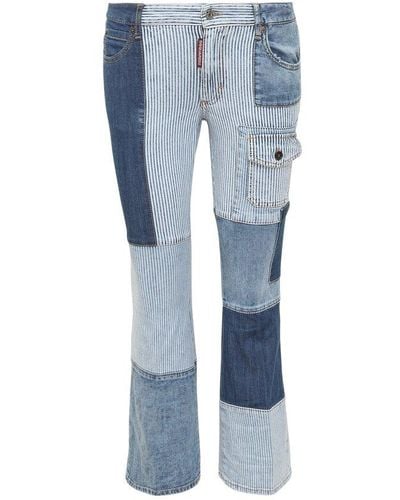 DSquared² Patchwork Flared Jeans - Blue