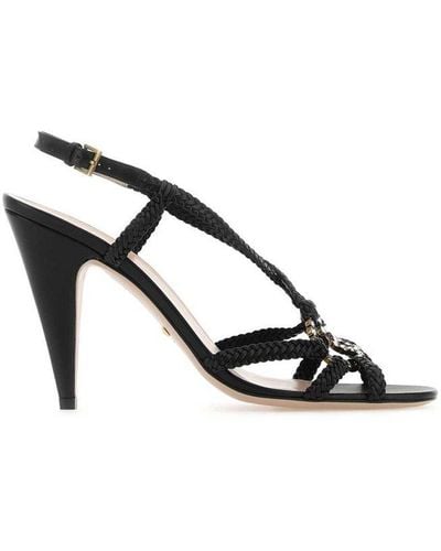 Gucci Embellished Interlocking G Sandals - Black