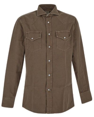 Brunello Cucinelli Long-sleeved Button-up Shirt - Brown