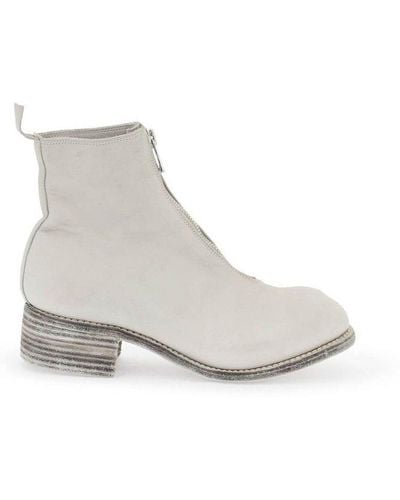 Guidi Pl1 Front Zipped Ankle Boots - White
