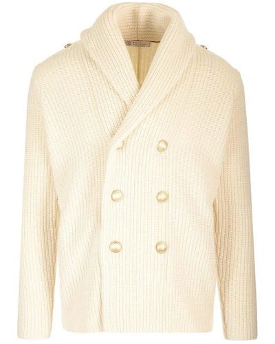 Brunello Cucinelli Double-breasted Cardigan - Natural