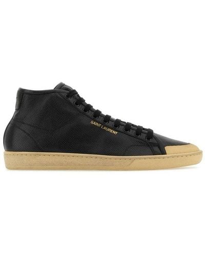 Saint Laurent Round Toe Lace-up Sneakers - Black