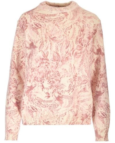 Golden Goose Floral-jacquard Wool-blend Jumper - Pink