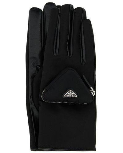Prada Triangle Logo Gloves - Black