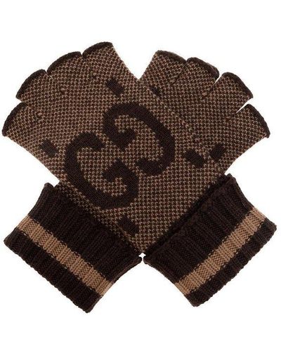 Gucci GG Fingerless Gloves - Brown