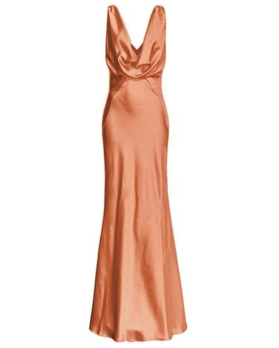 Pinko V-neck Draped Maxi Dress - Brown