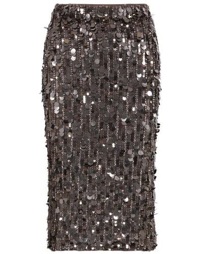 P.A.R.O.S.H. All-over Sequin-embellished Midi Skirt - Brown