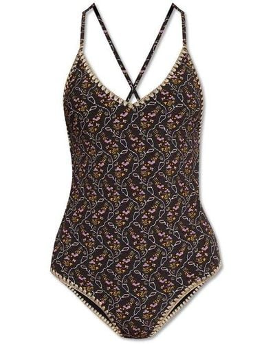 Isabel Marant Swan Open Back One Piece Swimsuit - Brown