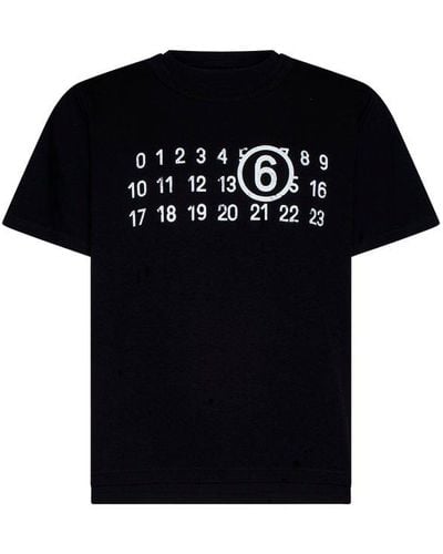 MM6 by Maison Martin Margiela Logo Printed Crewneck T-shirt - Black