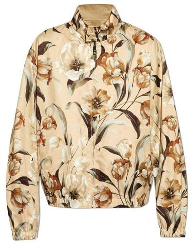 Dolce & Gabbana Floral Printed Reversible High-neck Jacket - Metallic