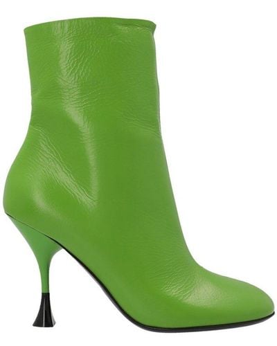 3Juin High Stiletto Heel Ankle Boots - Green