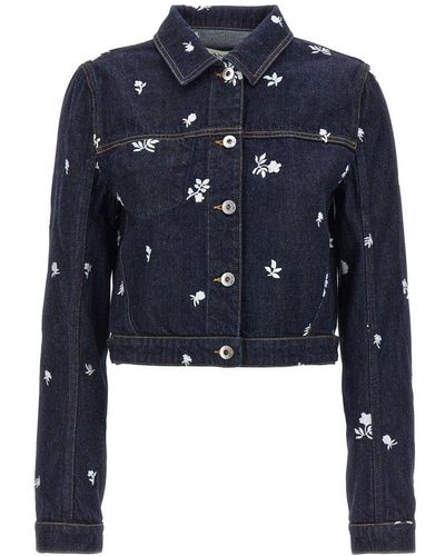 Lanvin Floral Embroidery Jacket Casual Jackets, Parka - Blue