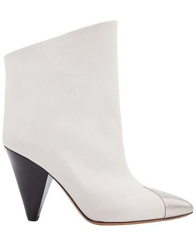 Isabel Marant Lapio Pointed Toe Ankle Boots - White