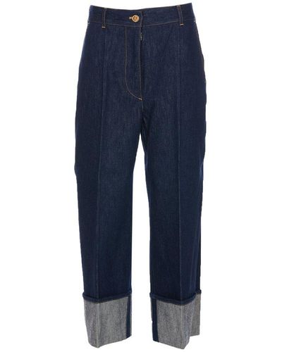 Patou High Waist Straight-leg Cuffed Jeans - Blue
