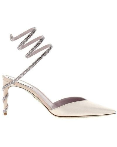Rene Caovilla Margot Embellished Pointed-toe Court Shoes - White