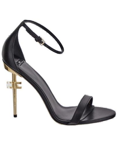 Elisabetta Franchi Logo Detailed Heeled Sandals - Black