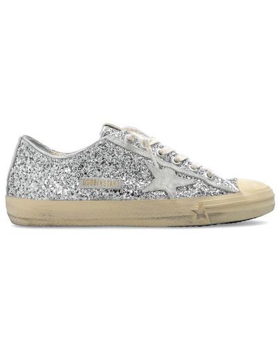Golden Goose V-star Glittered Lace-up Trainers - Grey