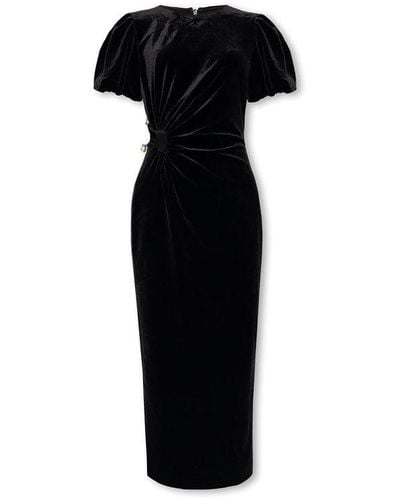 Self-Portrait Velvet Dress With Cutout Details - Black