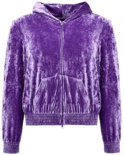 Balenciaga Sequin Velvet Hoodie Sweatshirt - Purple
