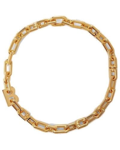 Balenciaga Chain-link Logo Engraved Necklace - Metallic