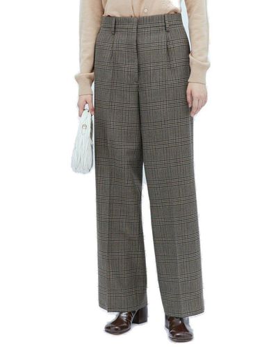 Miu Miu Mid-rise Checked Trousers - Grey