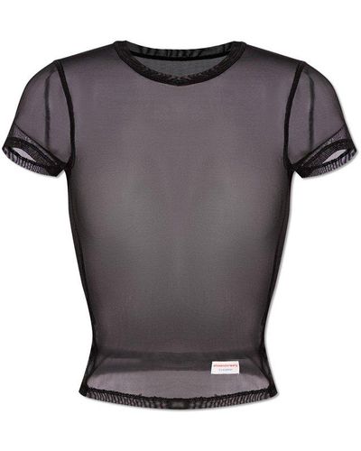 Alexander Wang Bodycon Semi-sheer Short-sleeved Top - Grey