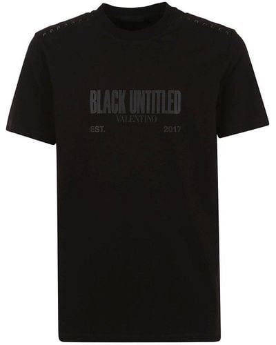 Valentino Logo Printed Crewneck T-shirt - Black