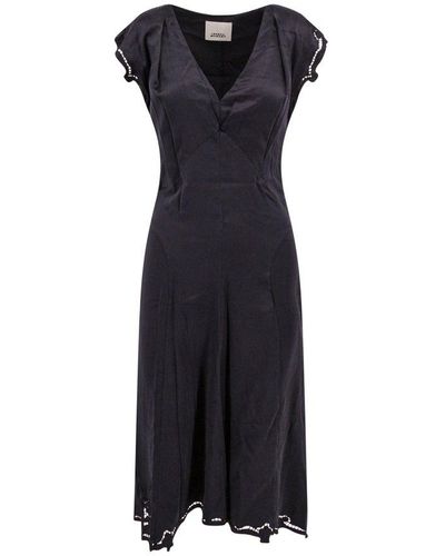 Isabel Marant Jordina V-neck Satin Midi Dress - Black