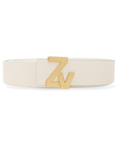Zadig & Voltaire Leather Belt With Logo - White