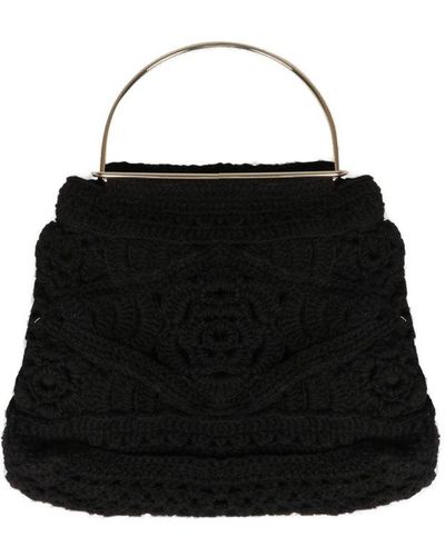 Ash Camila Crochet Tote Bag - Black