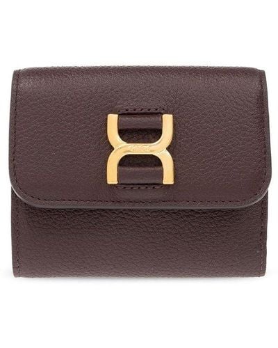 Chloé Marcie Leather French Wallet - Purple