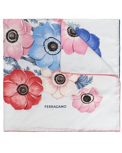 Ferragamo Floral Printed Finished-edge Scarf - Pink