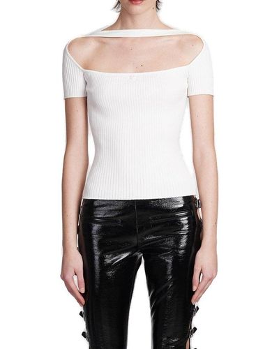 Courreges Hyperbole Ss Rib Knit Top - White