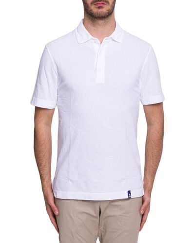 Drumohr Button Detailed Short-sleeved Polo Shirt - White