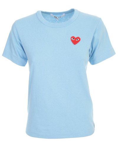 COMME DES GARÇONS PLAY Heart Logo Patch Crewneck T-shirt - Blue