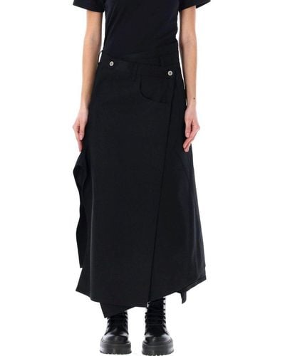 Junya Watanabe Asymmetric Midi Skirt - Black