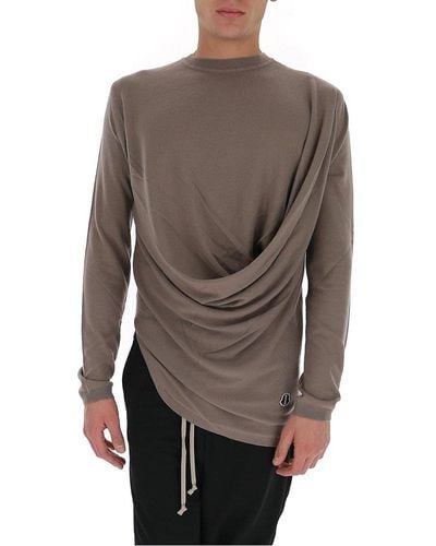 Moncler Moncler + Rick Owens Drapefront Sweater - Gray