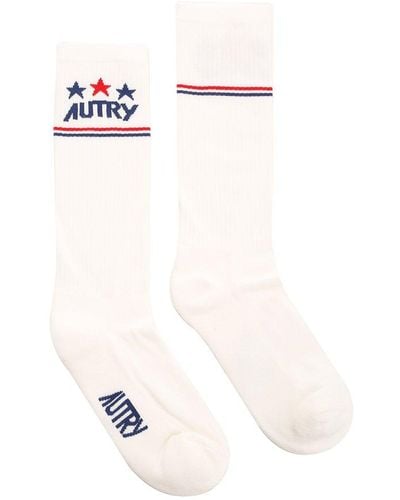 Autry Logo Intarsia Socks - White
