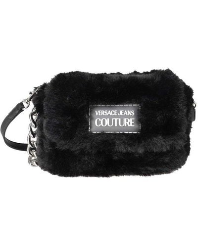 Versace Faux Fur Shoulder Bag - Black