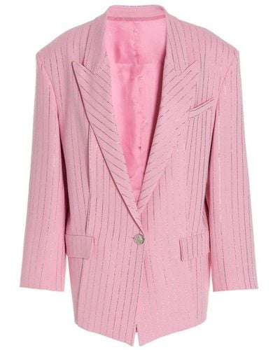 The Attico Pinstripe Single-breasted Blazer - Pink
