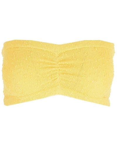Casablancabrand Strapless Knitted Cropped Top - Yellow
