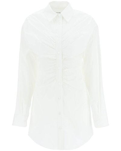 Alexander Wang Hourglass Draped Mini Shirt Dress - White