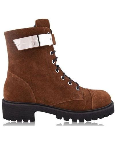 Giuseppe Zanotti Logo Detailed Lace-up Boots - Brown