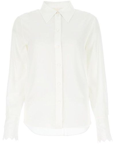 Chloé Embroidered Scallop Trim Shirt - White